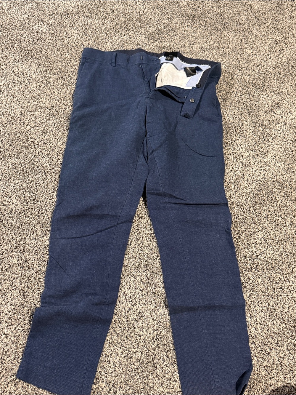 H&M Slim Fit Cotton & Linen Blend Skinny Dress Pants